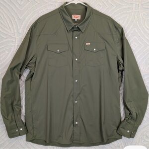 Seager Shirt Mens XL Green Pearl Snap Nylon Stretch Western Long Sleeve NWT